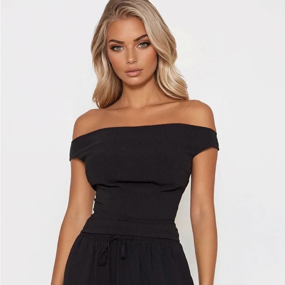 Black off the shoulder top